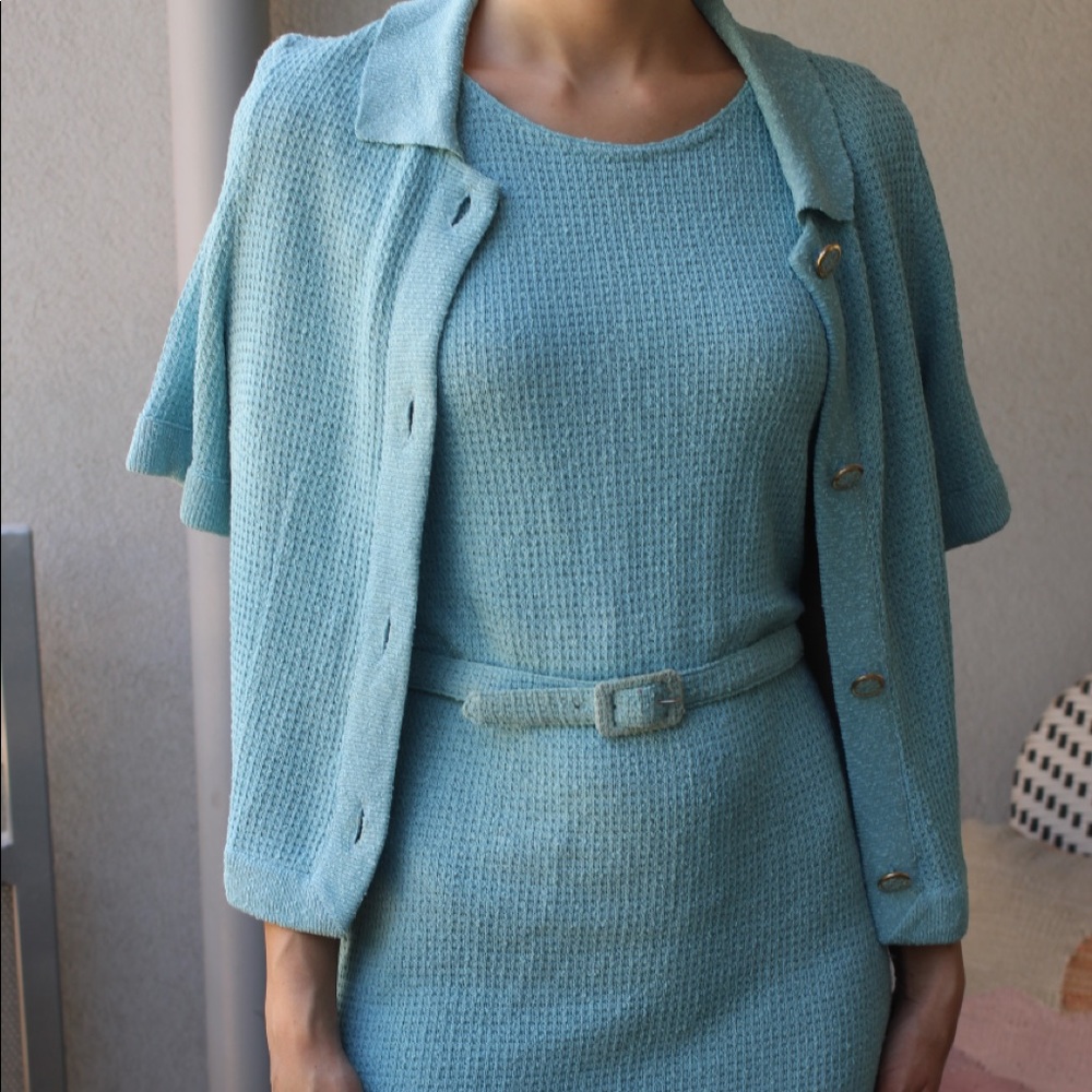 Vintage 80s Nantucket Knitters Cardigan and Dress